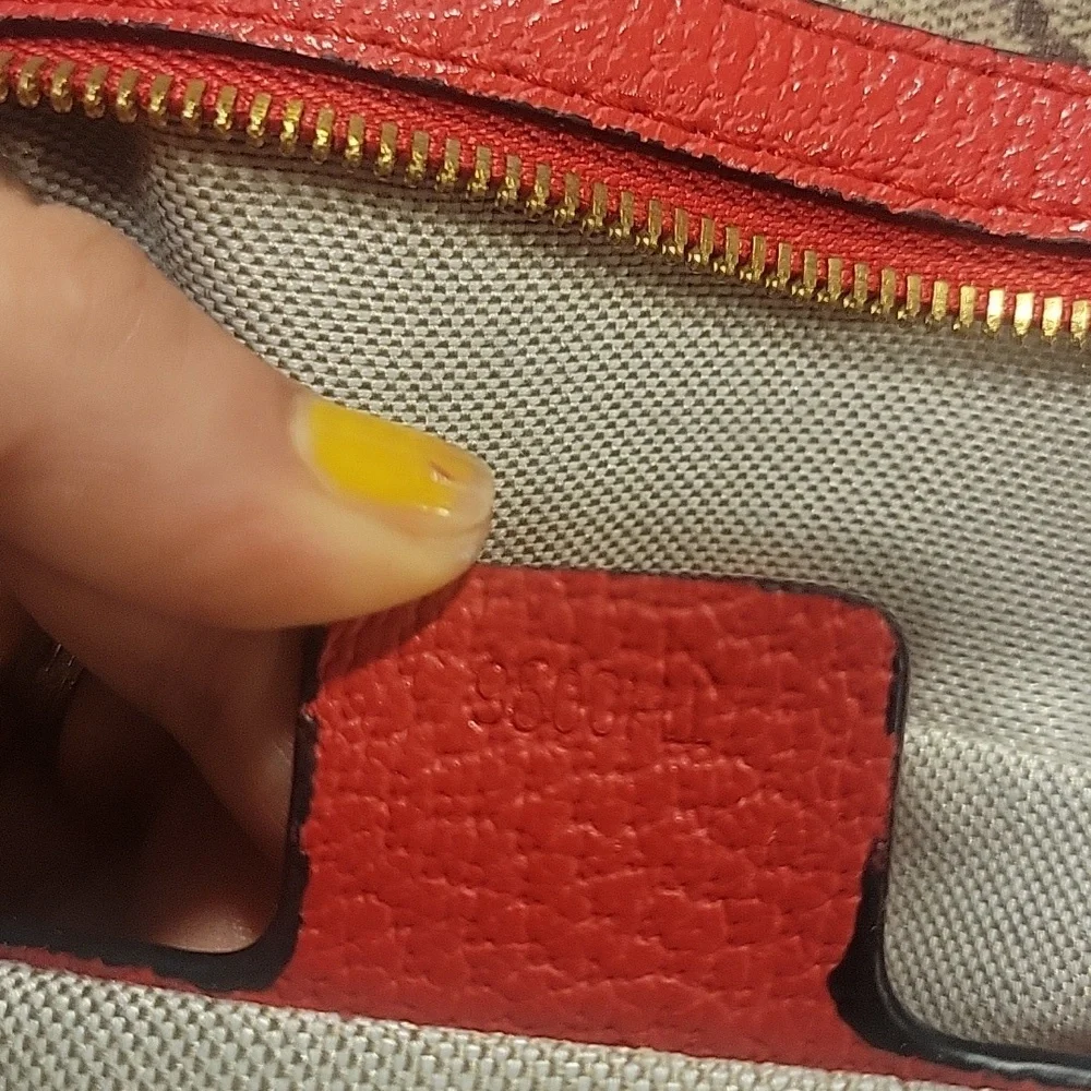 Gucci Red and Brown Apple Print Backpack - Picture 8 of 9